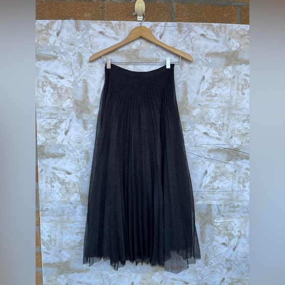 Anine Bing Pleated Tulle Skirt size XS black metallic - Picture 1 of 10